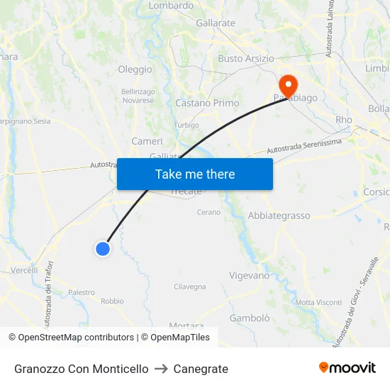 Granozzo Con Monticello to Canegrate map