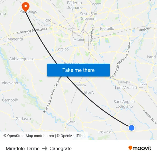 Miradolo Terme to Canegrate map