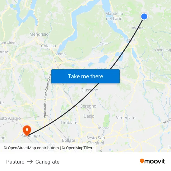 Pasturo to Canegrate map
