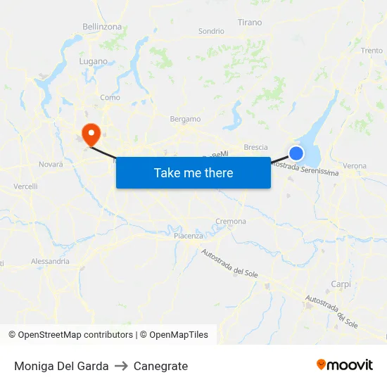 Moniga del Garda to Canegrate map
