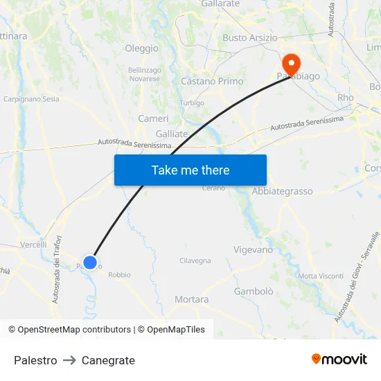 Palestro to Canegrate map