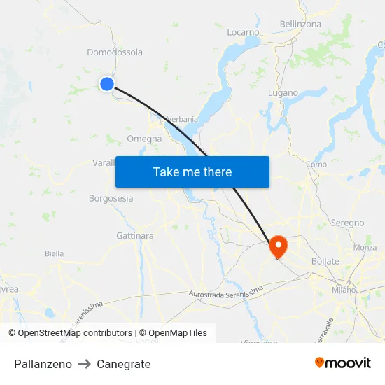 Pallanzeno to Canegrate map