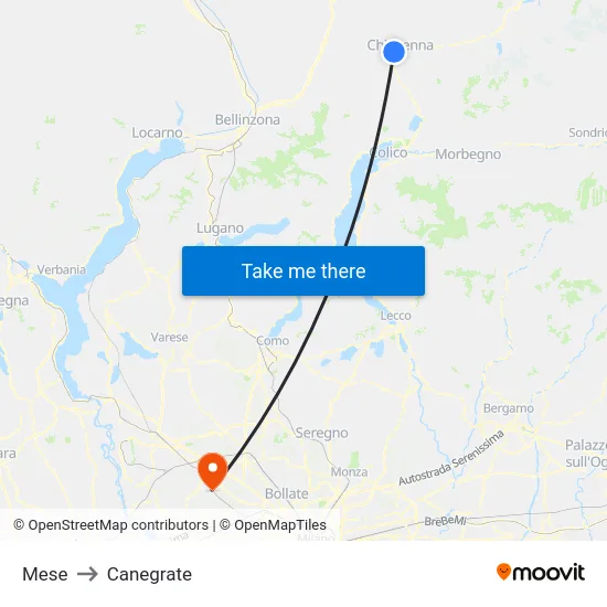 Mese to Canegrate map