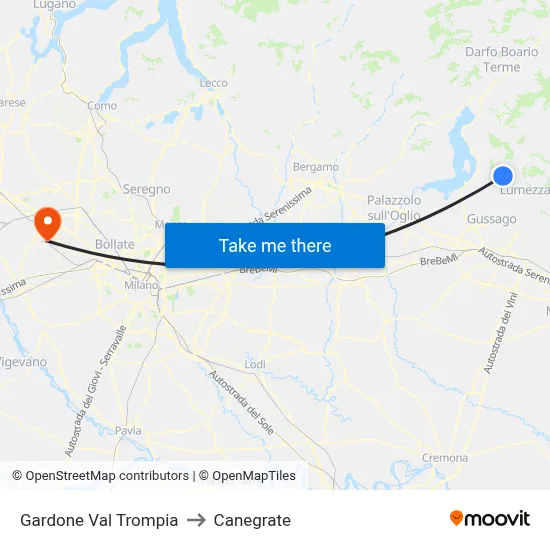 Gardone Val Trompia to Canegrate map
