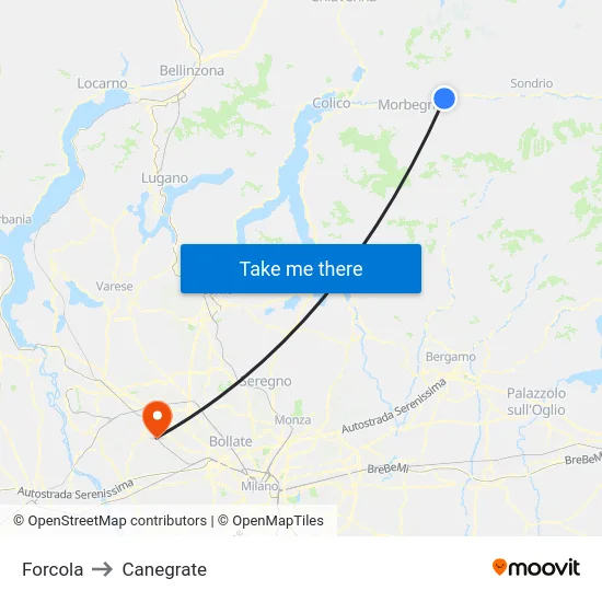 Forcola to Canegrate map