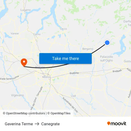 Gaverina Terme to Canegrate map