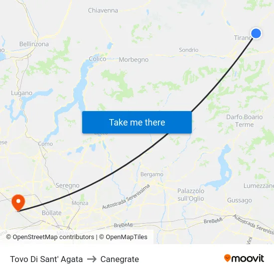 Tovo Di Sant' Agata to Canegrate map