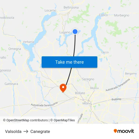 Valsolda to Canegrate map