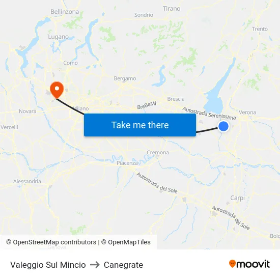 Valeggio Sul Mincio to Canegrate map