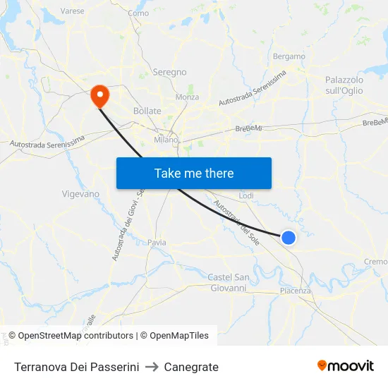 Terranova Dei Passerini to Canegrate map