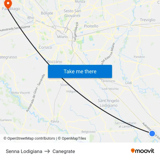 Senna Lodigiana to Canegrate map