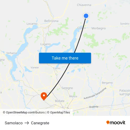 Samolaco to Canegrate map