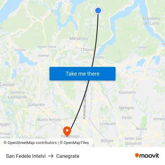 San Fedele Intelvi to Canegrate map