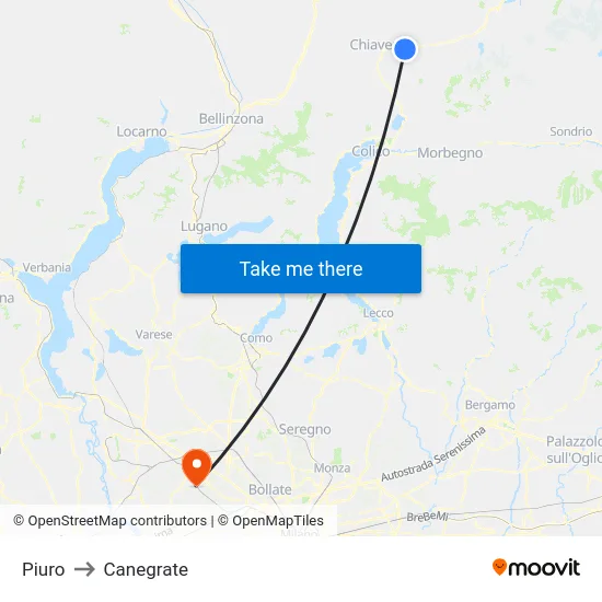 Piuro to Canegrate map