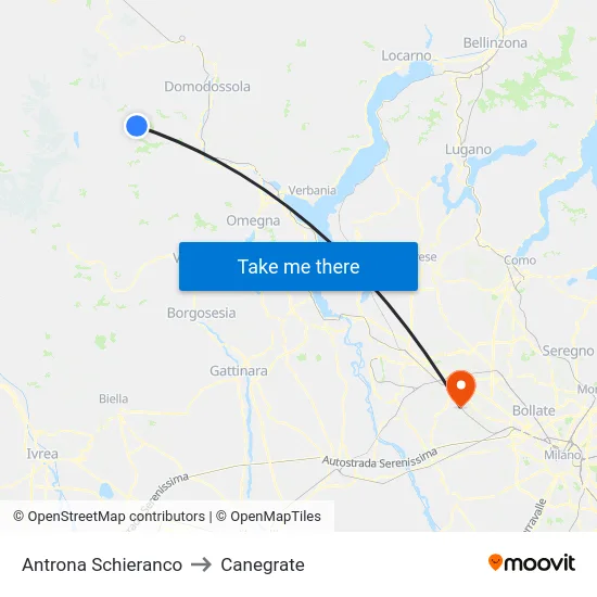 Antrona Schieranco to Canegrate map