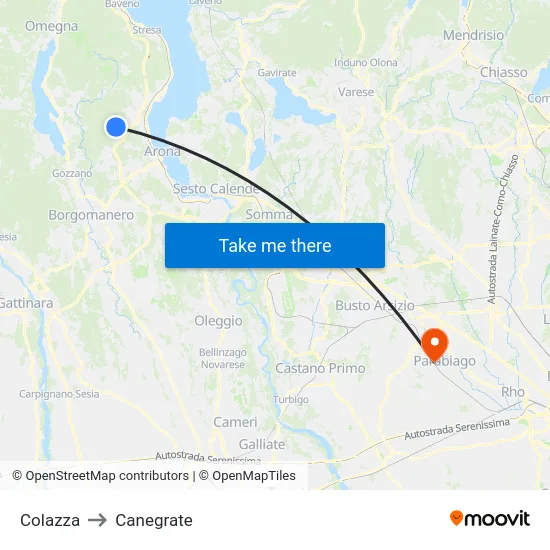Colazza to Canegrate map