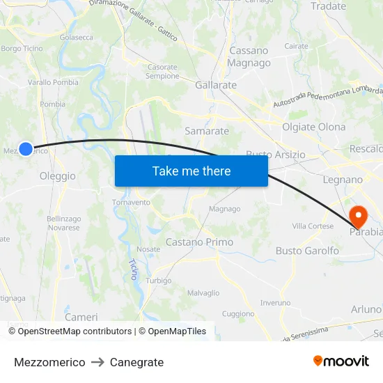 Mezzomerico to Canegrate map