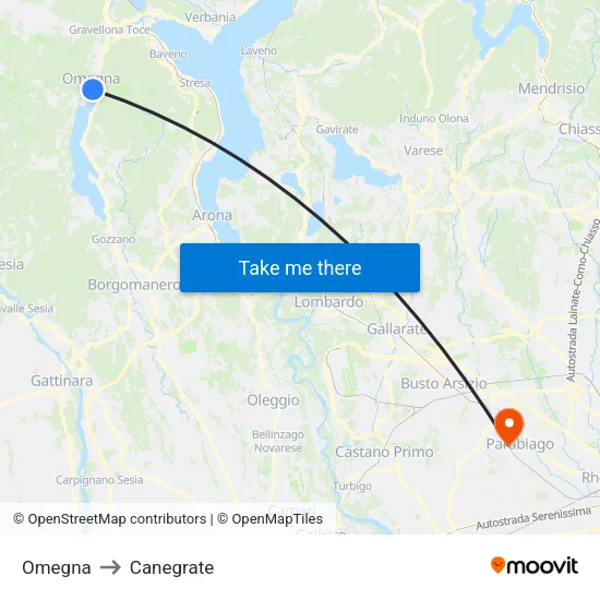 Omegna to Canegrate map