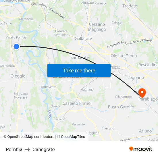 Pombia to Canegrate map