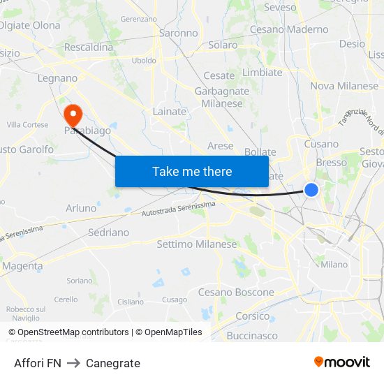 Affori FN to Canegrate map