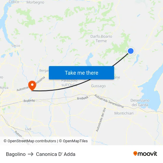 Bagolino to Canonica D' Adda map