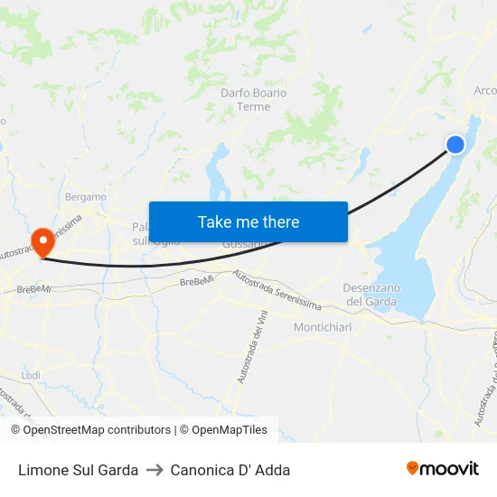 Limone Sul Garda to Canonica d'Adda map