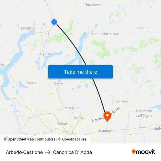 Arbedo-Castione to Canonica D' Adda map