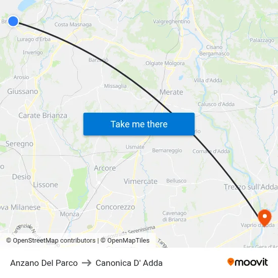 Anzano Del Parco to Canonica d'Adda map