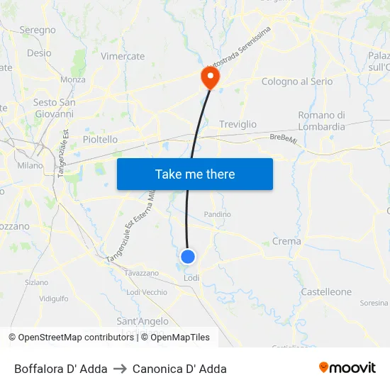 Boffalora D'Adda to Canonica d'Adda map
