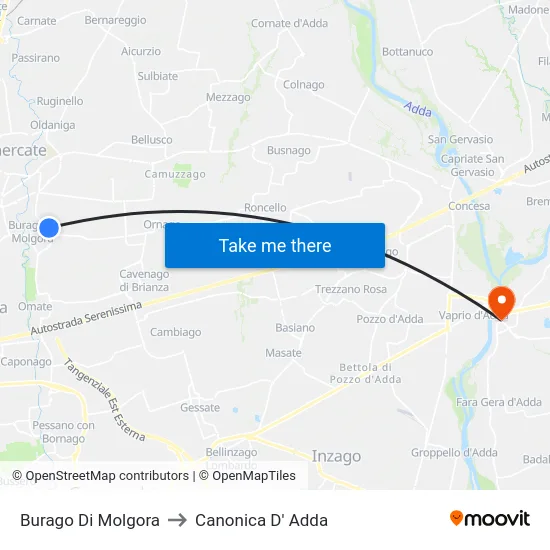 Burago Di Molgora to Canonica D' Adda map