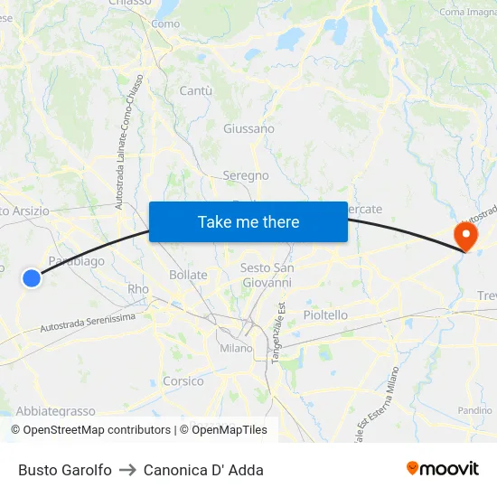 Busto Garolfo to Canonica D' Adda map