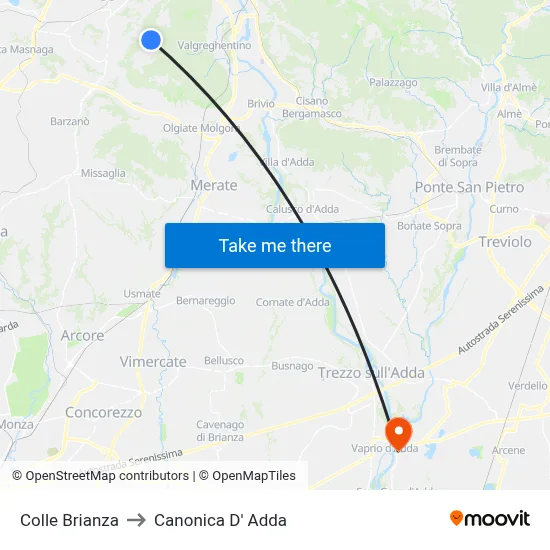 Colle Brianza to Canonica d'Adda map