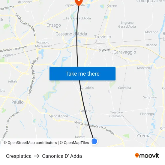Crespiatica to Canonica d'Adda map