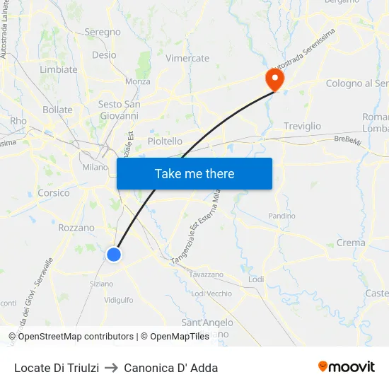 Locate Di Triulzi to Canonica D' Adda map