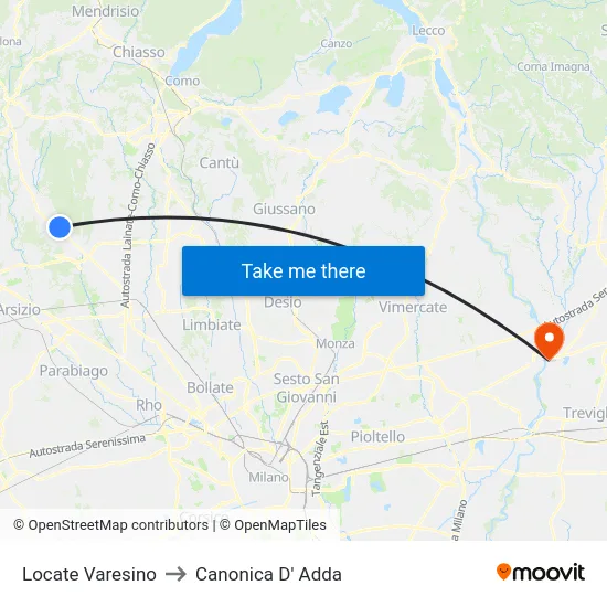 Locate Varesino to Canonica D' Adda map