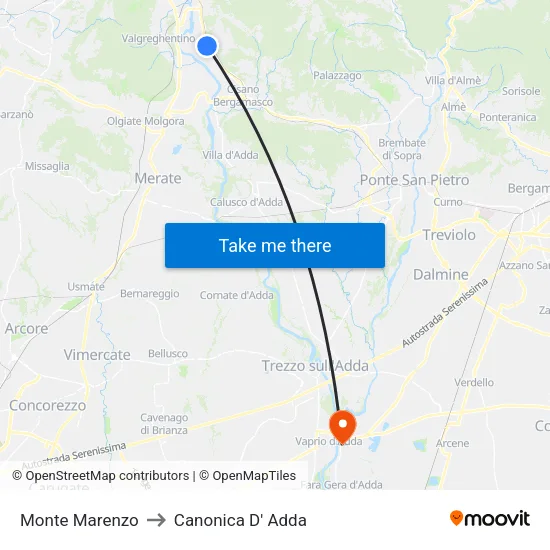 Monte Marenzo to Canonica D' Adda map