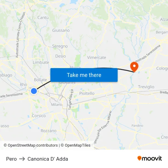 Pero to Canonica D' Adda map