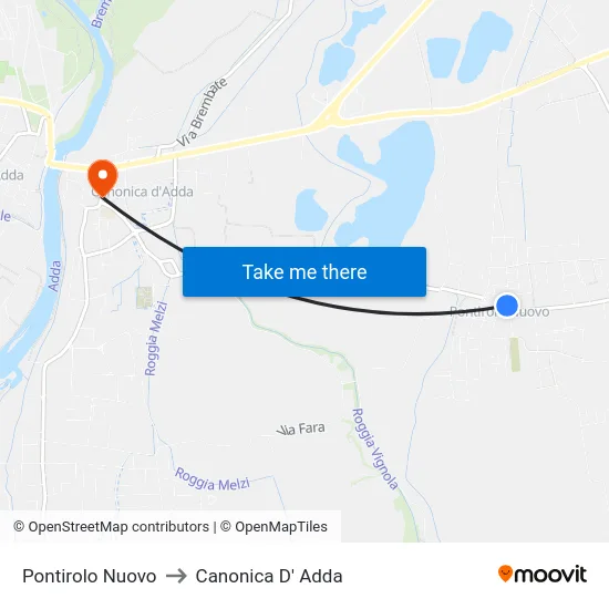 Pontirolo Nuovo to Canonica D' Adda map