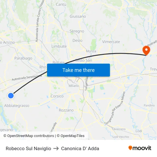 Robecco Sul Naviglio to Canonica d'Adda map