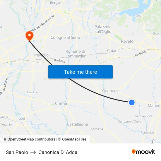San Paolo to Canonica d'Adda map