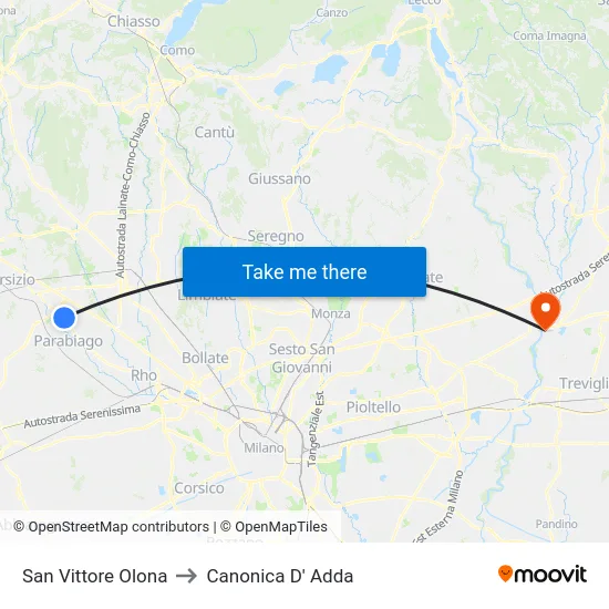 San Vittore Olona to Canonica D' Adda map