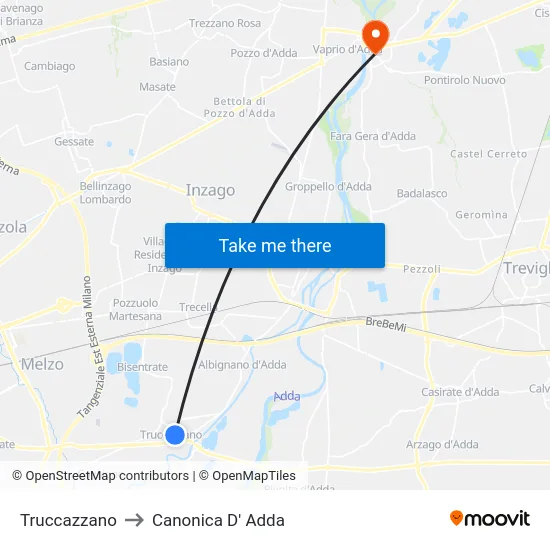 Truccazzano to Canonica D' Adda map
