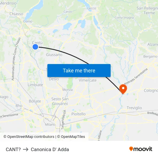 CANT? to Canonica D' Adda map
