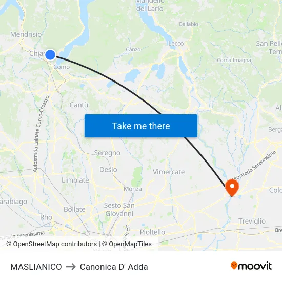 MASLIANICO to Canonica D' Adda map