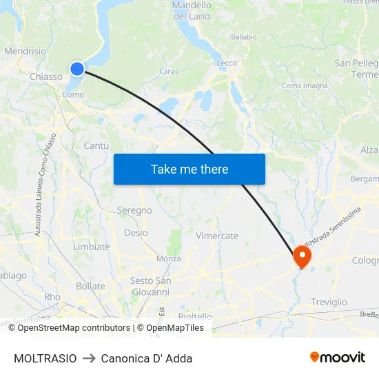 MOLTRASIO to Canonica D' Adda map