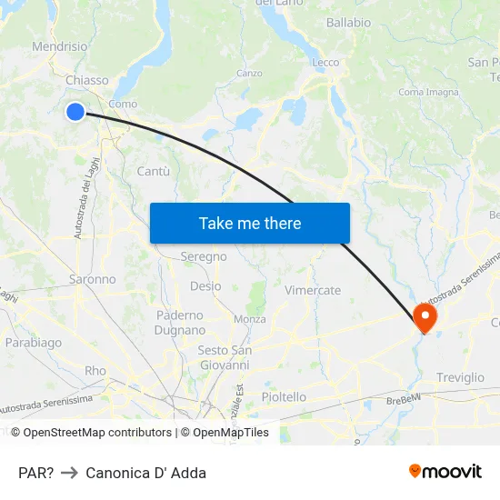 Parre to Canonica d'Adda map