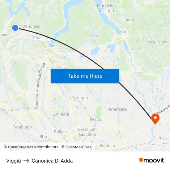 Viggiù to Canonica d'Adda map