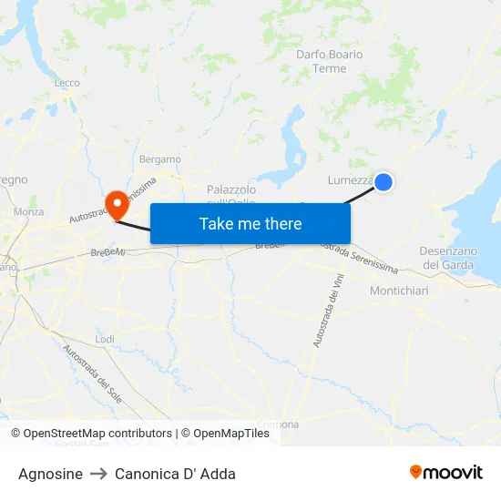 Agnosine to Canonica D' Adda map