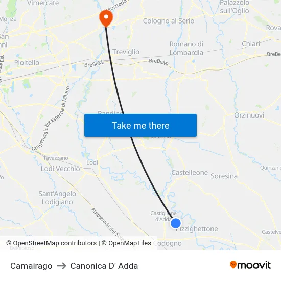 Camairago to Canonica d'Adda map