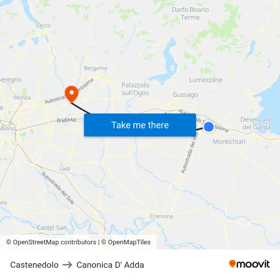 Castenedolo to Canonica D' Adda map